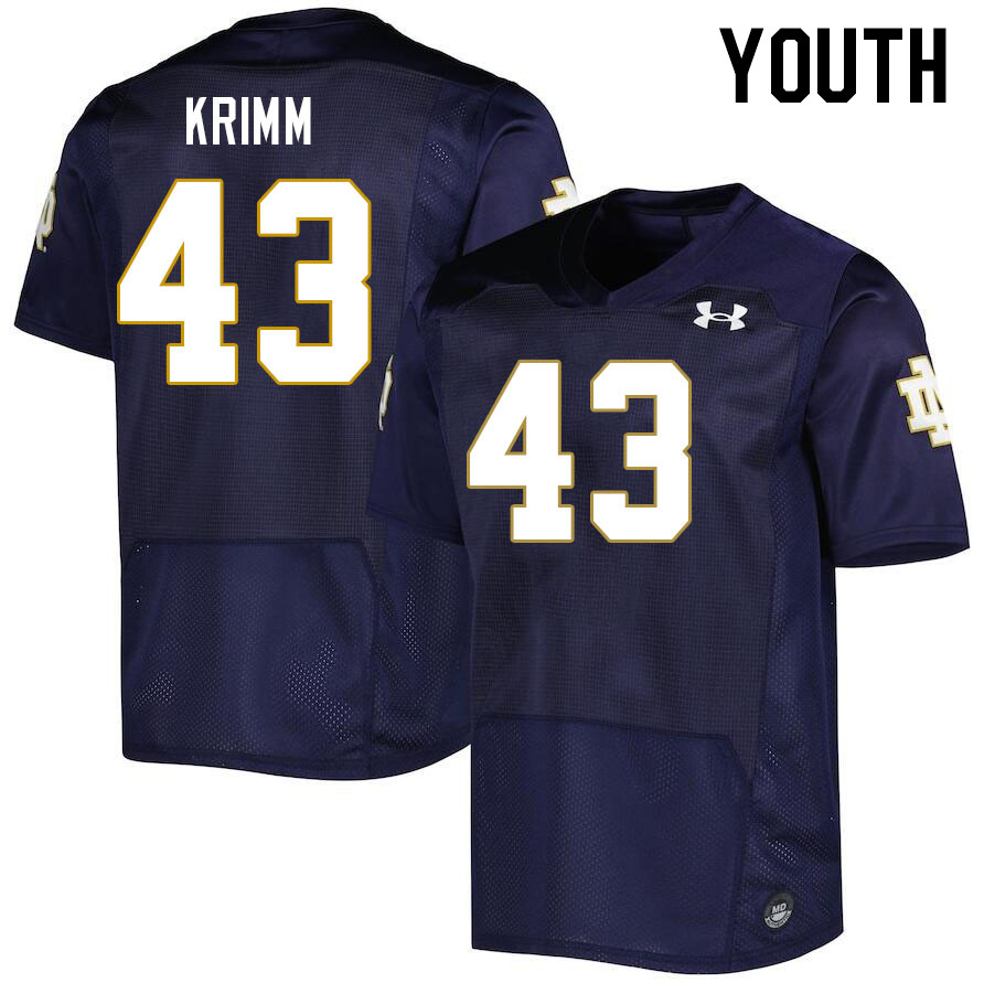 Youth #43 Ben Krimm Notre Dame Fighting Irish College Football Jerseys Stitched Sale-Navy